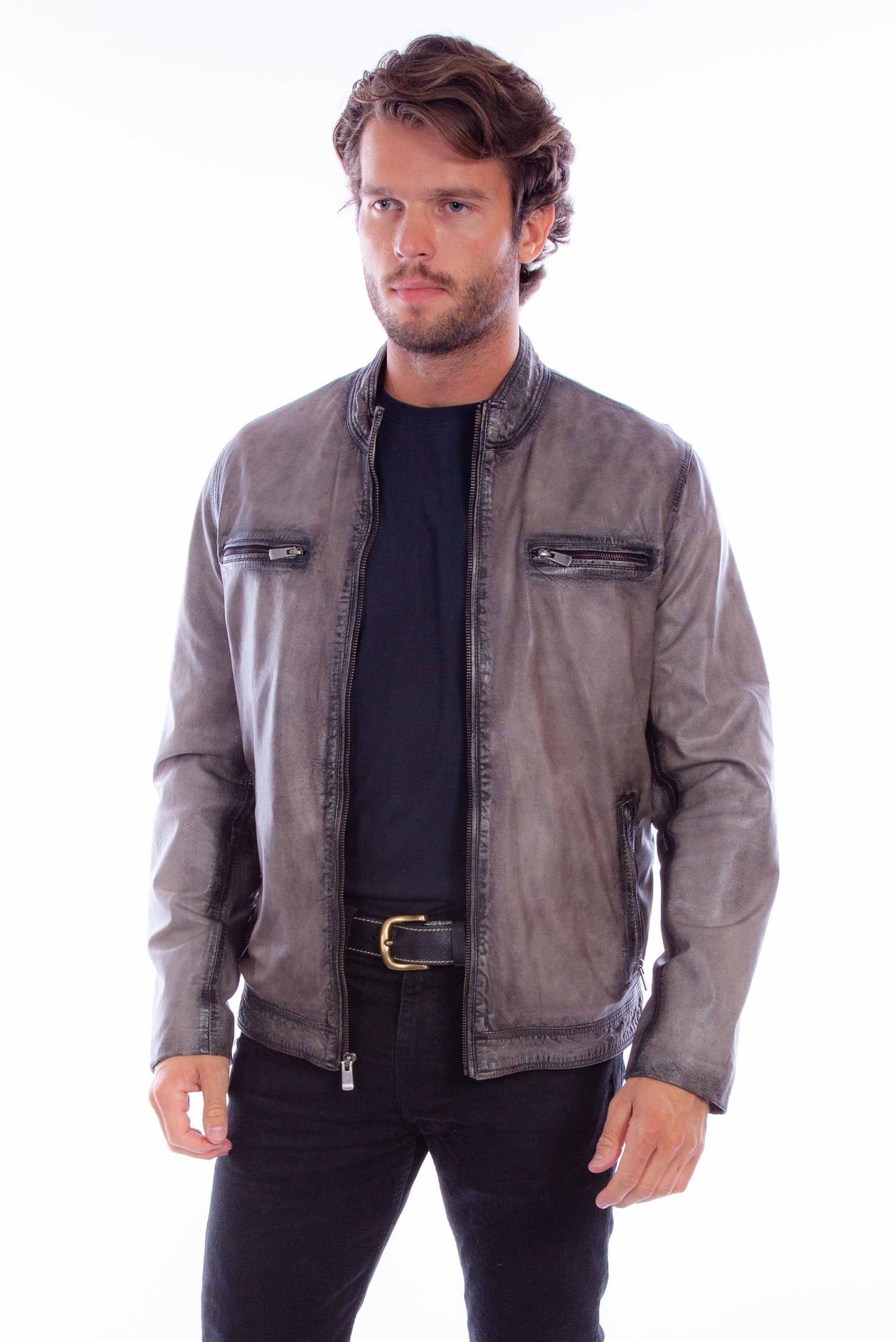Skully 2040 Leather Jacket Distressed Windbreaker