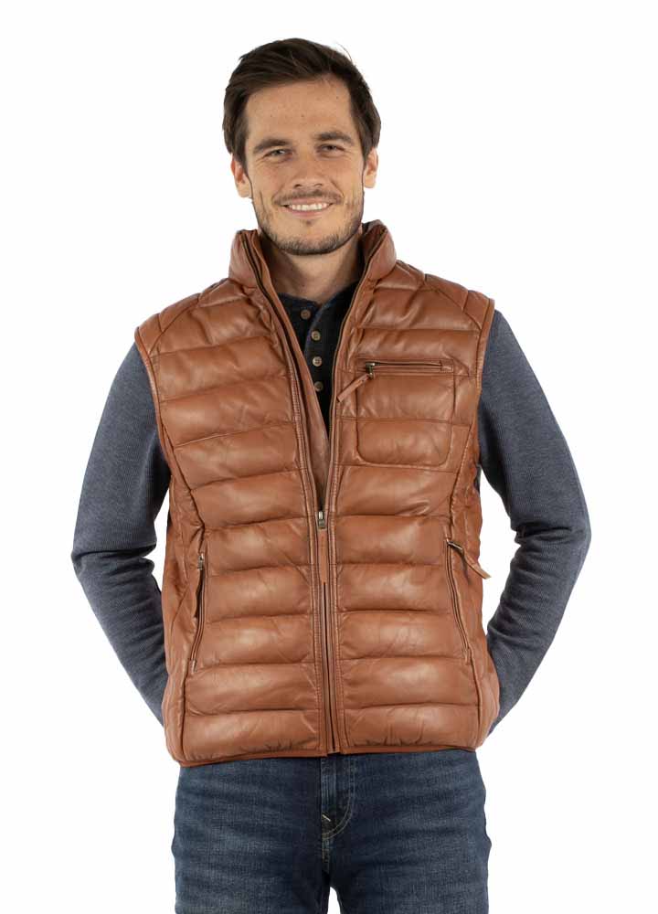 Leather Puffy Vest