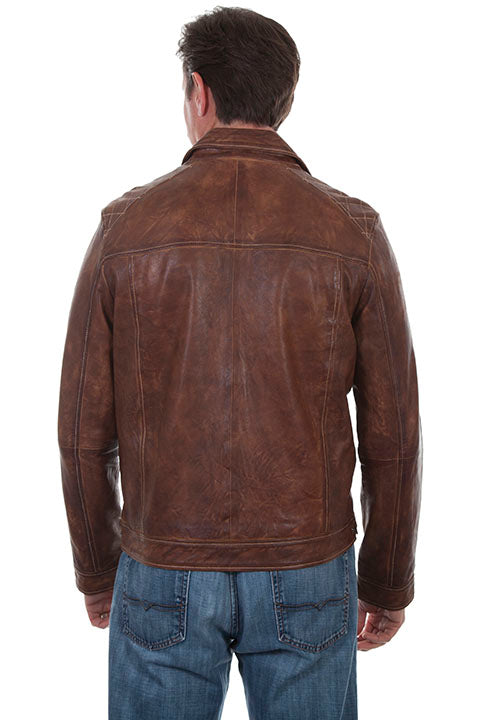 Skully 727 Front Leather Jacket Washed Lamb