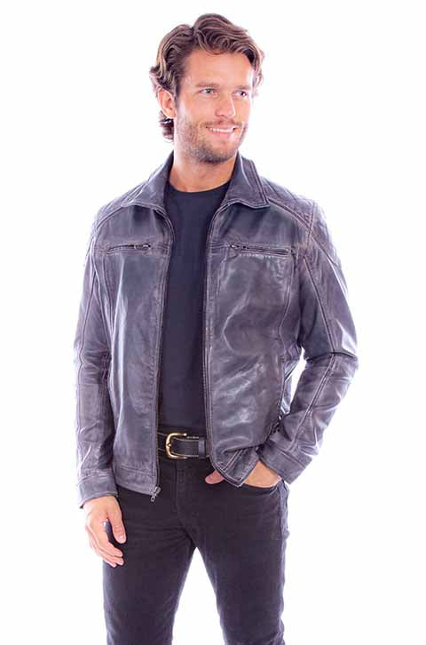 Skully 727 Front Leather Jacket Washed Lamb