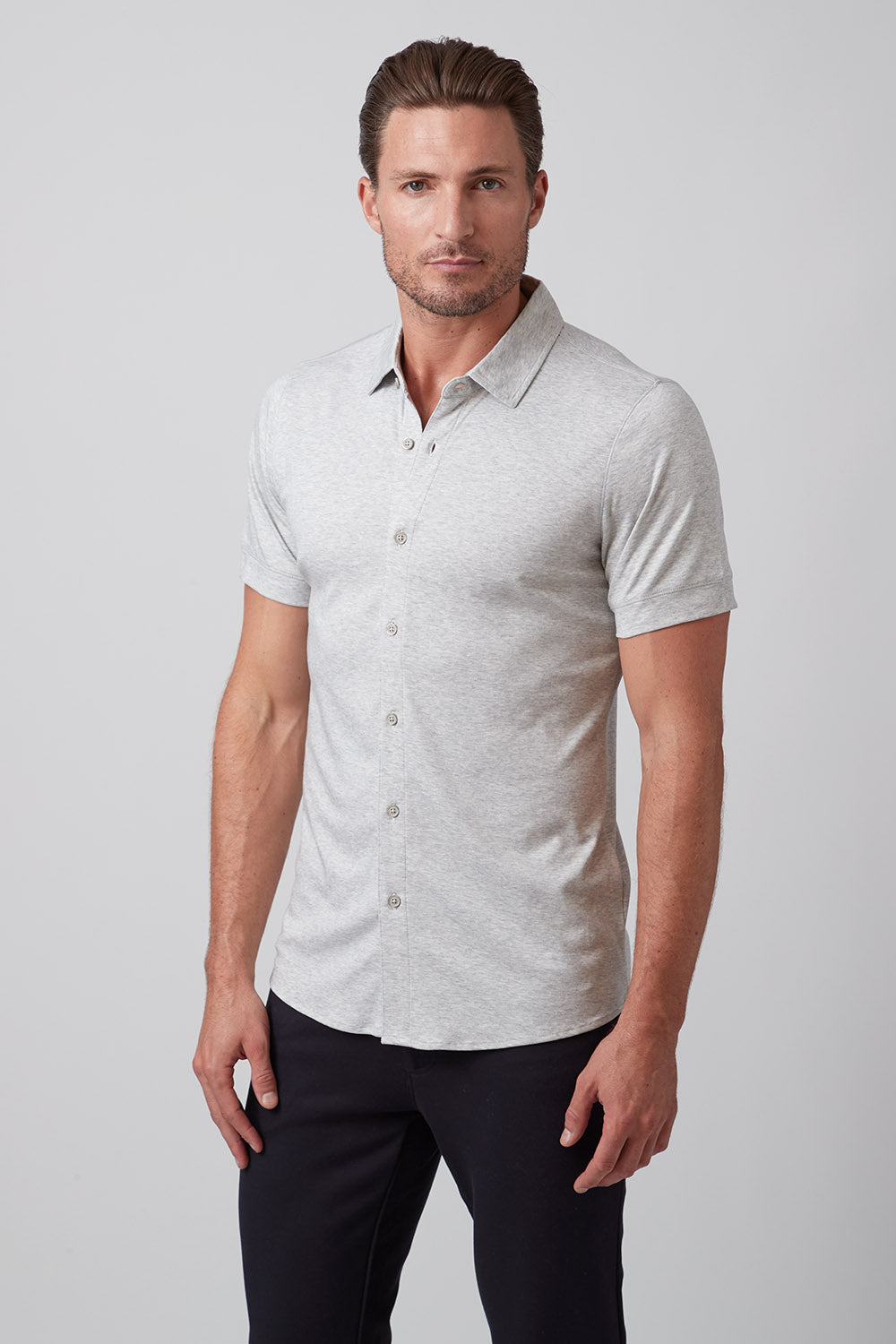 Raffi RW2210 Aqua Cotton Short Sleeve Full Button Shirt