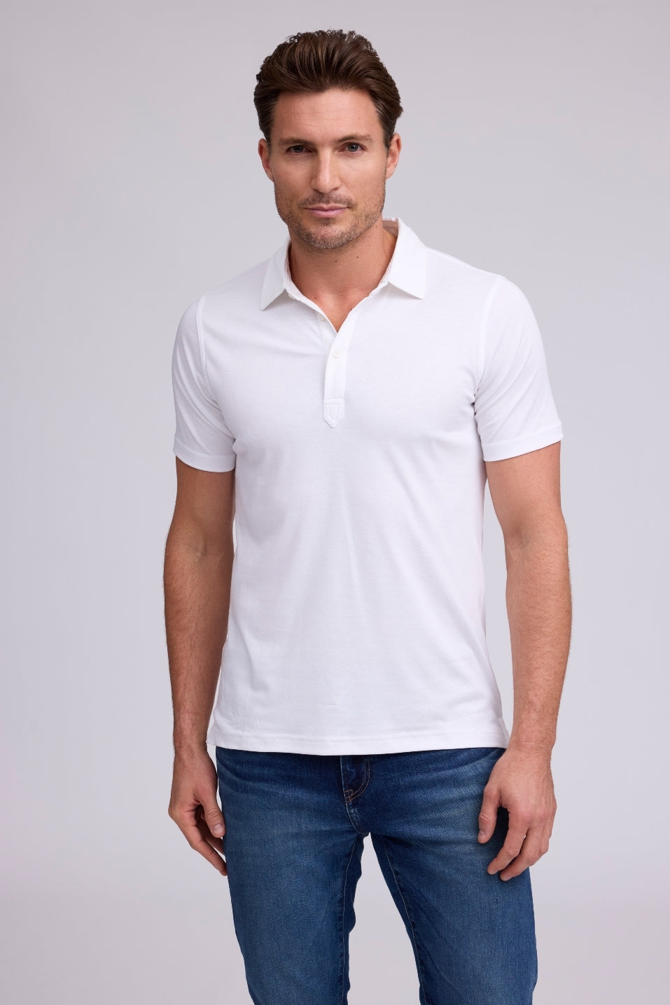 Sherwood Aqua Cotton Short Sleeve 3 Button Polo
