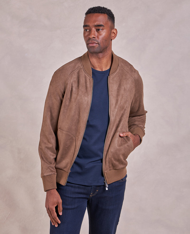 Drake Microsueded Bomber Jacket Espresso