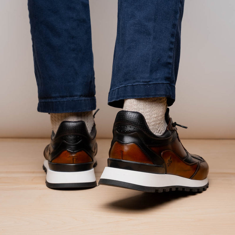 Bravo Hand Finished Trainer Cognac/Black