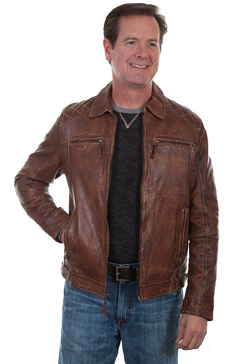 Skully 727 Front Leather Jacket Washed Lamb