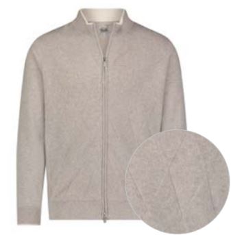 Raffi 90/10 Wool Cashmere Long Sleeve Front Zip Jacquard Jacket