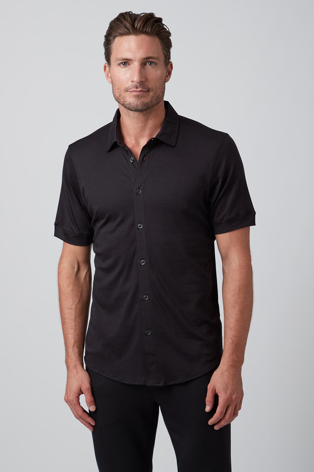 Raffi RW2210 Aqua Cotton Short Sleeve Full Button Shirt