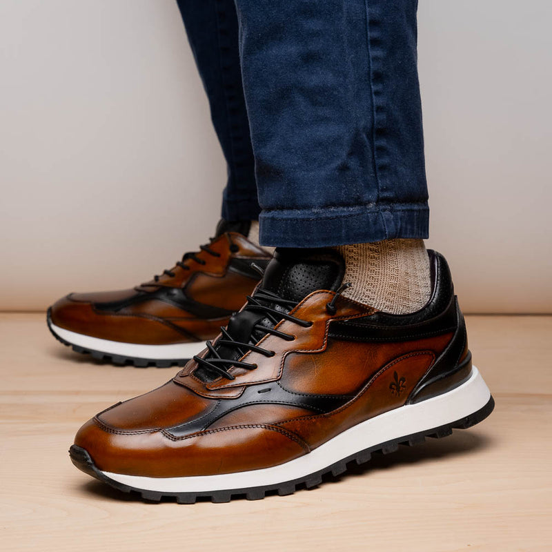 Bravo Hand Finished Trainer Cognac/Black
