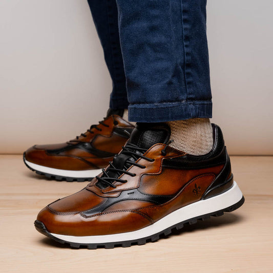 Bravo Hand Finished Trainer Cognac/Black